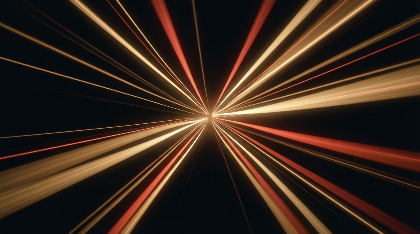 Abstract speed lines converging — representing AI system performance